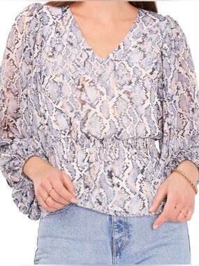 Vince Camuto V-Neck Snake Print Blouse